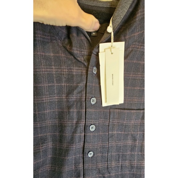NWT Vince Mens Pullover Hooded 4button Light Weight Flannel XS - Picture 6 of 10